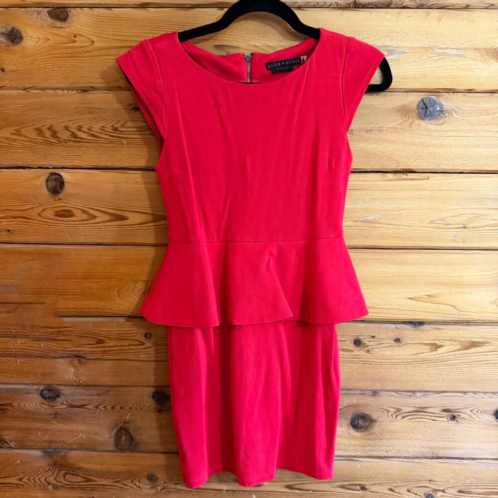 Alice + Olivia Red Peplum Dress Size 4